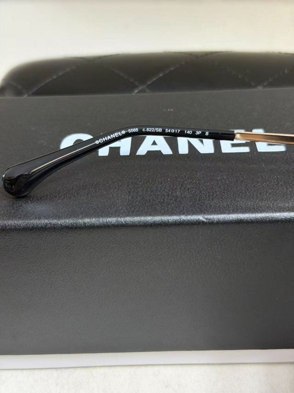 NEW CHANEL CH5565 Sunglasses Black/Gold Metal Oval Gray Lens Women's Glasses - Picture 8 of 8